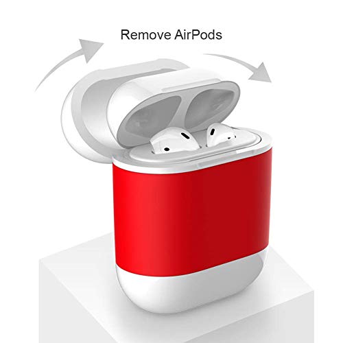 amzWOW Funda airpods y airpods 2 Auriculares Apple, Cubierta Protectora de Carga inalámbrica QI para Apple AirPods, Compatible con Cualquier Cargador inalámbrico Qi- Carga inalambrica (Rojo)