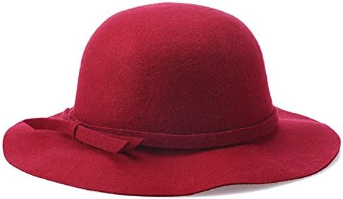 LKKLILY-Ms wave wool bucket Hat wool felt hats for fall/winter simplicity Hat fisherman Hat Beach outdoor Hat,Wine Red