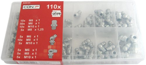 CON:P B34154 Sortimentskasten Schmiernippel, verzinkt, 110-teilig - 2