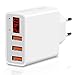 Produktbild 3 Ports USB Ladegerät Wandladegerät mit LED Digitaler Anzeige, 5V 3.4A Schnelles Ladegerät Mobiles Ladegerät Kompatibel mit iPhone, iPad, Samsung und mehr Smartphones und Tablets und anderen USB-Geräten für Reisen, Zuhause, Büro (3 Port - USB Weiß)