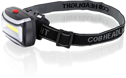 LED COB HighPower Headlight 3W 320lm - kippbar - 3 Modi - Dauerlicht + Blinkfunktion - incl. 3 AAA Batterien