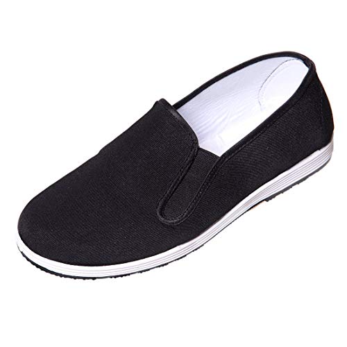 DoGeek Chaussures Kung Fu Arts Martiaux Tai Chi Chaussures Chinoises Classique avec Couches de Coussin Souple et Semelle en Caoutchouc Chausson Noir