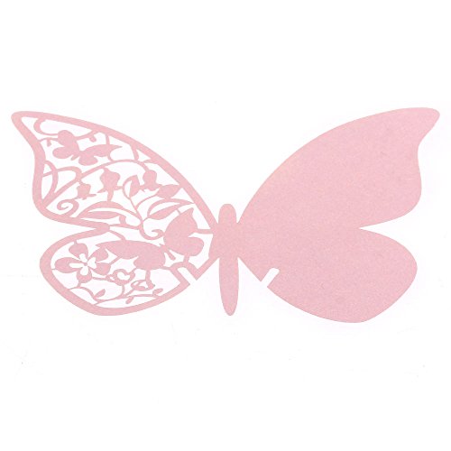 Facilla 50 Karte von Namen Marke Platz Glas Laser Schnitt Schmetterling rosa Hochzeit Abend Party - 2