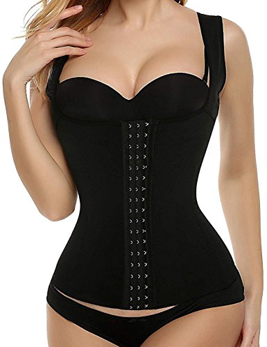 LaLaAreal Fajas Reductoras Corset Cincher Bustiers Corsé Adelgazantes de Cinturón Formación para Body Shaper Mujer (Negro/Correas Ancho, 4XL (Escoja según su Cintura)