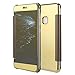 Produktbild Sycode Huawei P10 Lite Spiegel Hülle,Huawei P10 Lite Flip Schutzhülle,Huawei P10 Lite Volle Ecke Schütz Case,Luxus Stilvoll Edel Cool Männer Frauen Screen Protector Gold Slim Fit Clear View Mirror Cover Metall-Galvanotechnik Faltbar Case Cover Tasche Shell für Huawei P10 Lite-Gold Mirror