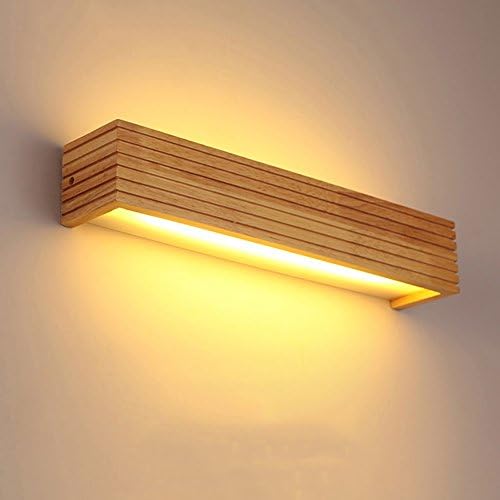 Modern Japanese Style Led Lamp Oak Wooden Wall Lamp Nordic Solid Wood Mirror Wall Lights Sconce For Bedroom Bathroom ( Size : S 350x80x80mm )