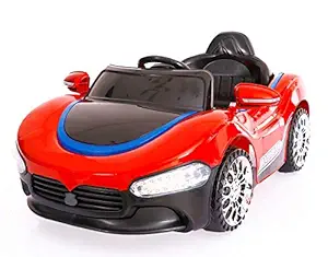 SRECAP PH518 12V Battery Operated Ride on Car for Kids with Music, Lights and Remote Control, Red
