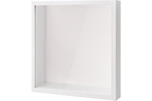heavenlife Marcos con Profundidad, Marco de Fotos de Caja de Sombra 3D, Marcos para Cuadros 3D para Mesa y Pared, Cuadro Vitrina para Medalla Manualidades Recuerdo Flor (Blanco 27x27cm)