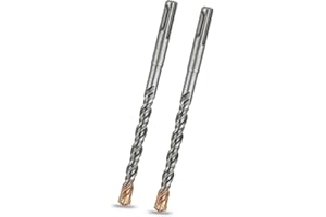 Meccion Broca SDS Plus para Martillo, 10mm x 160mm x 2pcs, Professional Brocas Hormigon con 4 Filos de Corte - Para Hacer Agujeros en el Hormigón, Piedra, Granito, Ladrillo, Mampostería