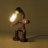KAGU CULTURE Retro-Stil Industrielle Roboter Rost Tischlampe Nachtlicht für Arbeitszimmer Bar Cafeteria - 6