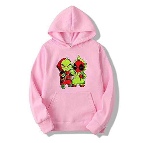 YYF Felpa Uomo e Casuale delle Donne di Natale del disadattato Grinch Stampare Incappucciati Autunno Maglione e Felpa con Cappuccio Inverno (Color : E, Dimensione : M)
