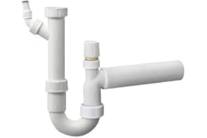 KLINT Haas Siphon für Spüle, Polypropylen (PP), Weiß, DN 50, 1 1/2" mit Geräteanschluss und Rohrbelüfter, Inklusive Siegel, Verpackt im Polybeutel