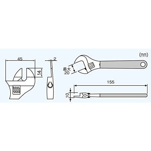 verstellbare Schraubenschlüssel mit dünnen, superschlank 2mm Backen! (siehe Video in der Anzeige). Engineer twm-03, smart adjustable spanner with slim jaws - 3
