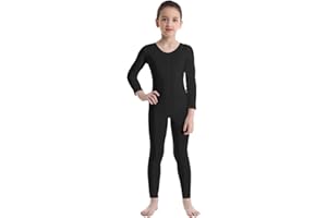 Freebily Kinder Mädchen Gymnastikanzug Turnanzug Mit Bein Langarm Basic Ganzanzug Ballettanzug Tanz Leotard Fitness Sportbody Traininganzug