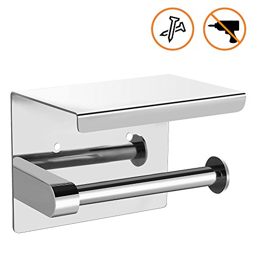 Preisvergleich Produktbild Merisny Toilettenpapierhalter mit Handyhalter, Rollenhalter, Edelstahl 304, 3M selbstklebendes Badezimmer-Toiletten-Zubehör