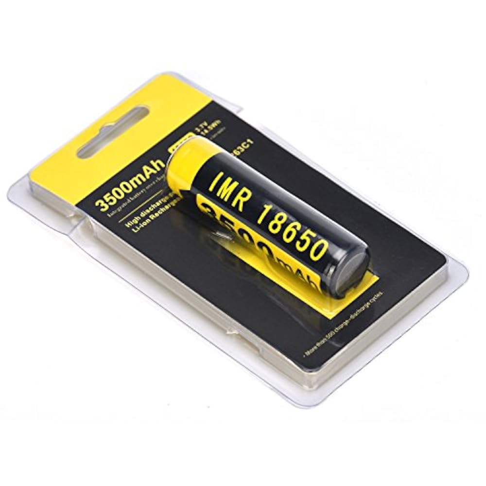 Batterie 1PCS sunnymi 3.7V 3500mAH Li-Ion nachladbares 18650 für Taschenlampe (65mm x 18mm, Schwarz)