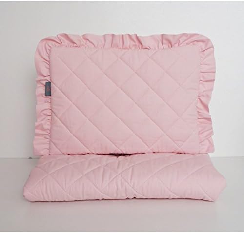 New 2pcs Small Bedding Set 71x80cm for Space Saver Cot, Mini Cot, Crib, Cradle, Compact Cot, Travel Cot & Pram - Powder Pink, Grey, White, Mint - Baby boy or Baby Girl (Powder Pink)
