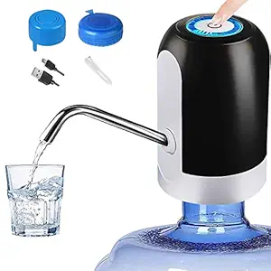 Black Olive's Heavy Duty Automatic USB Charging Wireless Water Can Dispenser Pump for upto 25 Litre Universal Bottle Can (Medium- Black/White)