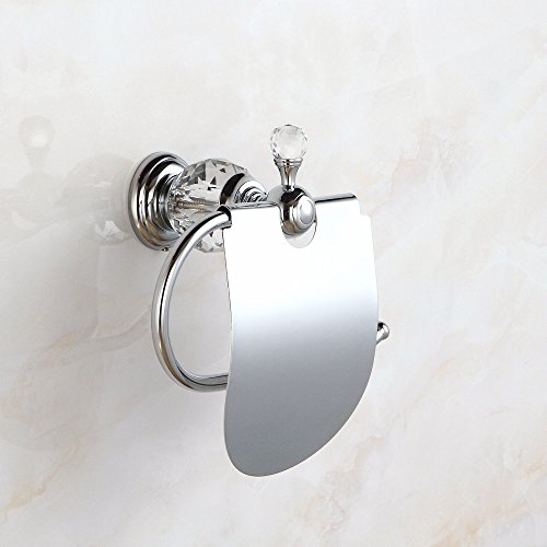 Beelee BA5210C Moderne Luxus Kristall Wandmontierte Toilettenpapierhalter mit Deckel, Chrom
