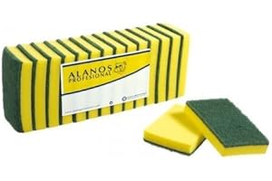 ALANOS PROFESIONAL Estropajo de fibra verde con esponja 15x10 cm 14 uds
