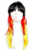  Deutschland Perücke Langhaar Schwarz-Rot-Gold aus
