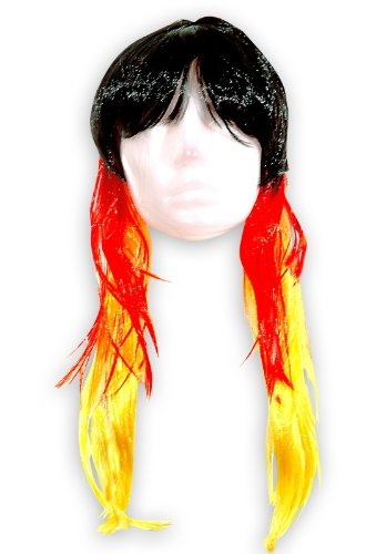 Preisvergleich Produktbild Deutschland Perücke Langhaar Schwarz-Rot-Gold aus