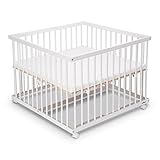 FabiMax Laufgitter 100×100 cm, Buche, weiß / natur, optional mit Matratze - 2