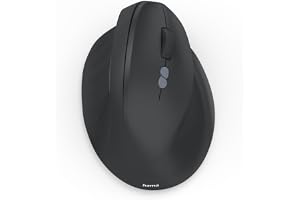 Hama Ergonomisk trådlös vertikal mus, 2,4 GHz, EWM-500R, för högerhänta, 7 knappar, justerbar DPI (1 000/1200/1600), optisk, nano-USB-mottagare, navigerings- och AI-assistanstangenter