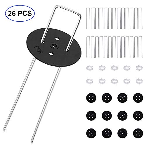 DaskFire 6Inch 26 Pezzi Picchetti Ancoraggio per Prato Weed Tessuto paletti zincato antiruggine,Ancore a Terra per Reti, Recinzioni(Regalo Extra: Guarnizione in plastica+ Clip per Piante)