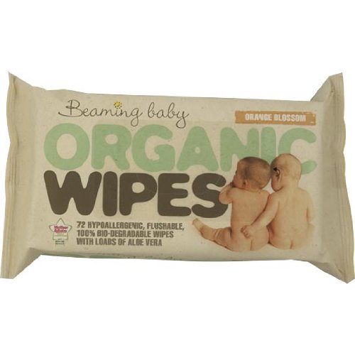 Beaming Baby Biodegradable Organic Baby Wipes Hypoallergenic & Aloe Vera (72 wipes per pack)