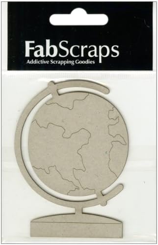 Fabscraps Die-Cut Grey Chipboard Embellishments-Globe 3.5"X2.6"