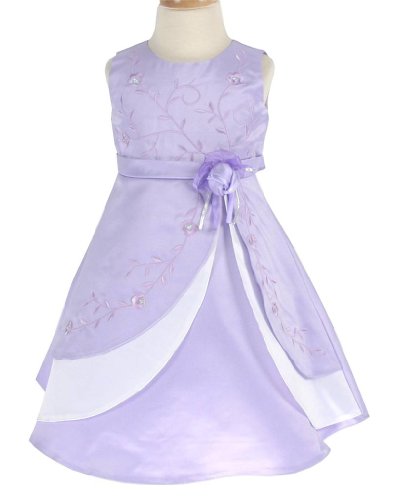 Satin Occasion Baby Girl Infant Pageant Christening Dress Lilac 18 Months (L6339b-L)
