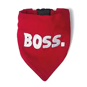 That Dog In Tuxedo BOSS Dog Bandana/Scarf with Adjustable Dog Pet Collar (Red, Size - M-L)