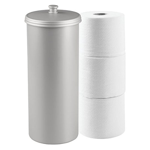 mDesign Toilettenpapierhalter ohne Bohren – Klorollenhalter fürs Badezimmer – Papierrollenhalter freistehend – grau - 2