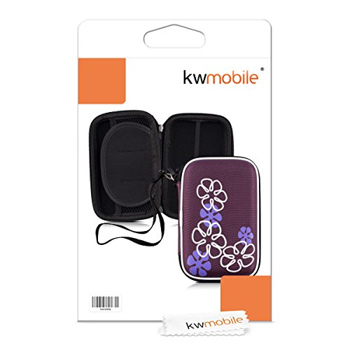 kwmobile Hardcase Tasche Hülle für externe Festplatten (2,5″) mit Gänseblümchen Abstrakt Design – Schutzhülle in Weiß Violett - 6