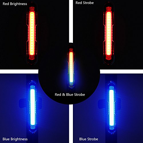 Fahrrad Rücklicht, ThorFire Ultra Hell LED Fahrradlicht Fahrradbeleuchtung Fahrradlampe USB Aufladbar Fahrradrücklicht Fahrradhelme Lichter mit 5 Licht Modi Rot Blau - 4
