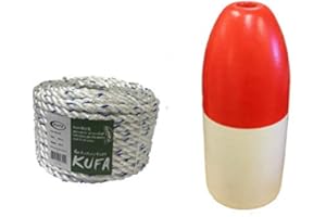 KUFA Sports 11" Red/white Bullet float and 5/16" x100' Non-Lead Sinking rope set for Crab Pot (FWM-100)