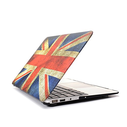 HASESS Jahrgang Union Jack Muster Matte Gummi Coated Harte Schale Case Abdeckung für 13-Zoll MacBook Air 13.3″ A1369 A1466 + Klar TPU Tastatur Abdeckung + Klar LCD-Schirm-Schutz – UK Flaggege - 6