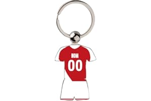 Porte Clé Football Monaco 2022 2023 Maillot Domicile Personnalisable avec Nom et Numéro