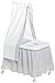 Cambrass 55 x 81 x 65cm Small Bed/ Crib with Applique Designer Mice (Collection 75, White/ Grey)