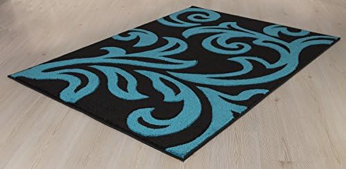 Soft and Thick High Quality Rugs with Modern Pattern All Sizes (Small to Large) (120cm x170cm, Black Teal)