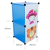 VENKON – Kinderzimmer Steckschrank Frei Gestaltbares DYI Steckregal System Regalschrank: 2-Module-Set, blau - 2