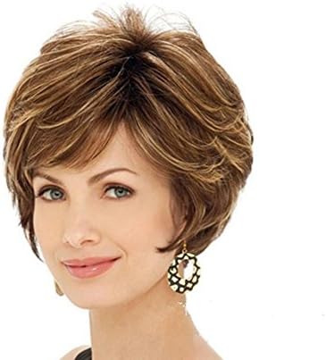 Meydlee Wig Top Quality Fashion Short Curly Brown Mix Blonde Color Wig Woman's Synthetic Wigs Hair