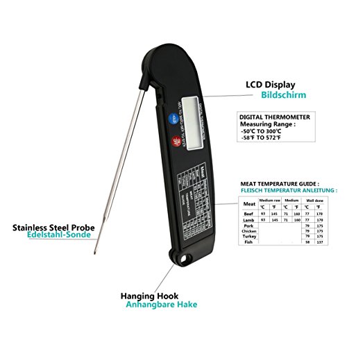 Der&Dies digital Kochthermometer Küchenthermometer Einstichthermometer für Grillen Braten BBQ und Kaffe Milch Backen. - 4