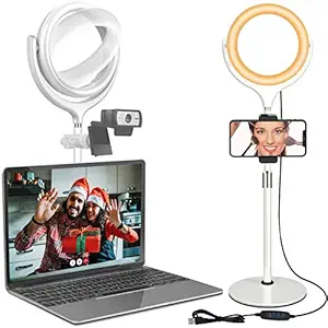 Selfie Ring Light,3 Colors Lighting Mode,10 Level of Brightiness,Adjustable Fill Light for Live Stream,Makeup,YouTube and Video,8 Inch LED Ringlight with Stand