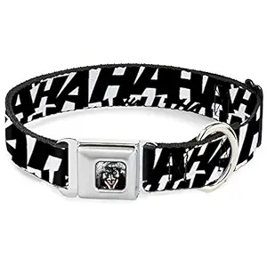 Dog Collar Seatbelt Buckle Jokers Ha Ha Ha Repeat White Black 18 to 32 Inches 1.5 Inch Wide