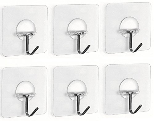 Heavy Pflicht Edelstahl Seamless Haken Solide Kleber mit keine Spuren tolle Notwendigkeit für Bad Küche Wand & Decke Aufhänger - 6er-Pack