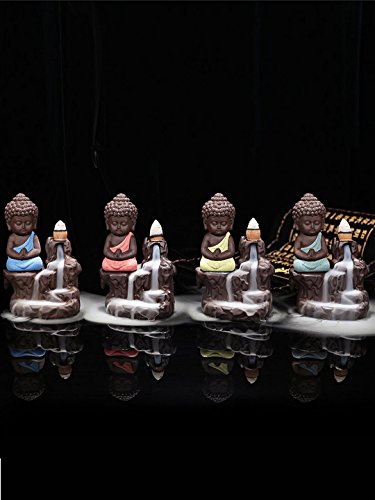 eCraftIndia Set of 4 Meditating Monk Buddha Smoke Backflow Cone Incense Holder Decorative Showpiece with 40 free Smoke Backflow Scented Cone Incenses RS.995 (75.00% Off) - Amazon