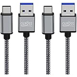USB Type C Cable, CableClub [2 Pack 6ft/2m] USB 3.0 C to A Charger Cable Long Nylon Braided Fast Charging Cord for Samsung Galaxy S8/S8+, Note 8, LG G6 G5 V30 V20, New Macbook, Google Pixel, Nexus 6P 5X, Moto Z2, Lumia 950/950XL, HTC 10/U11, OnePlus 2/3T, GoPro5, Nintendo Switch and more – Gray