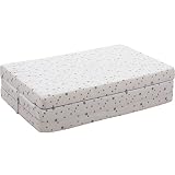 Reisebettmatratze 120x60cm +Tragetasche (100% BAUMWOLLE) für Baby Reisebett / Kinder Bett (Weiß mit hellgrauen Sternen) - 2